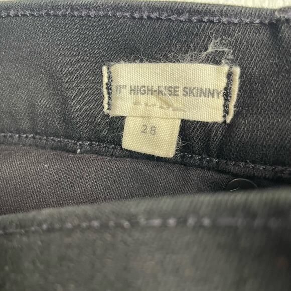MADEWELL 11" High Rise Waist Skinny Raw Hem Distressed Black Jean 28 - Picture 3 of 5
